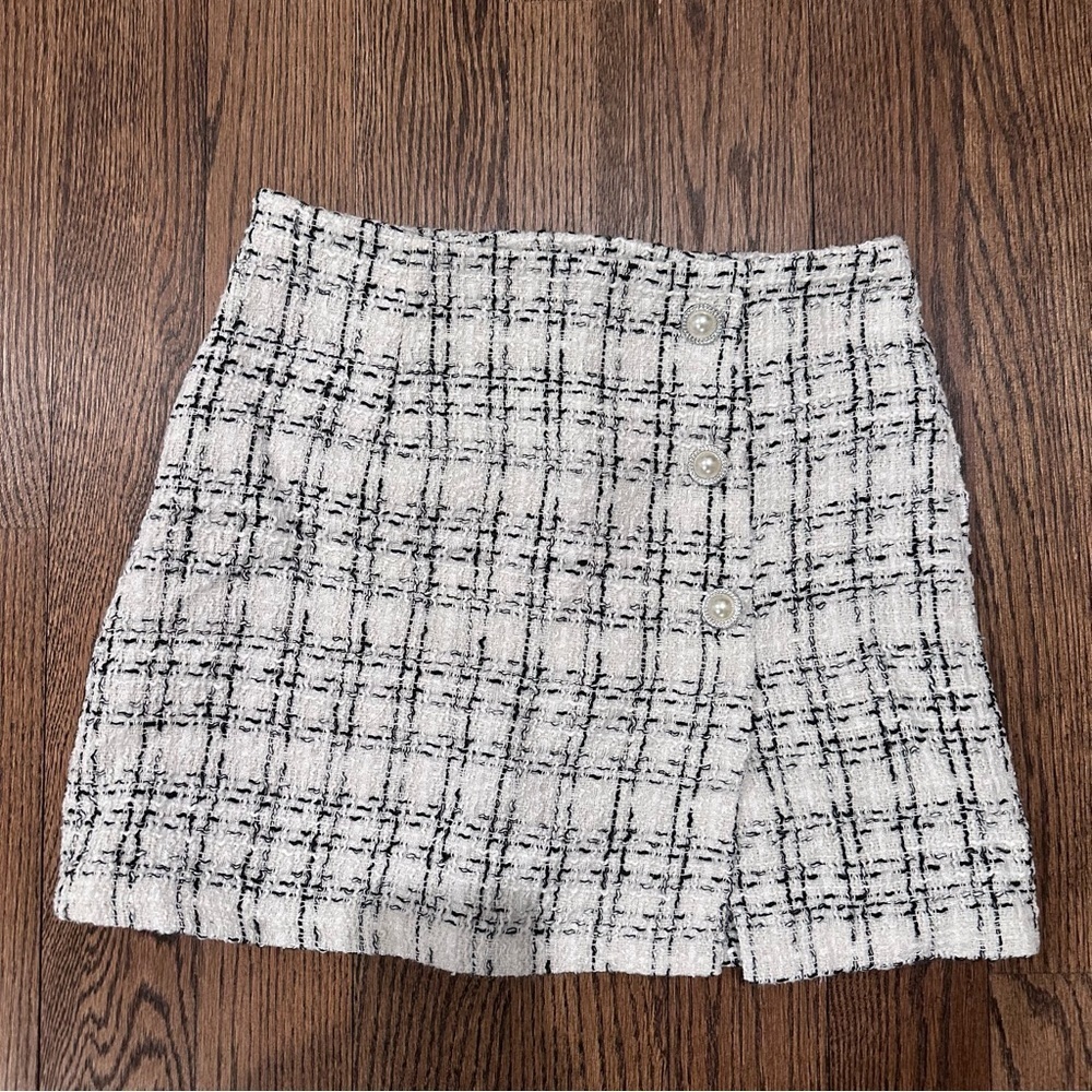 Privé Button Front Tweed Skirt